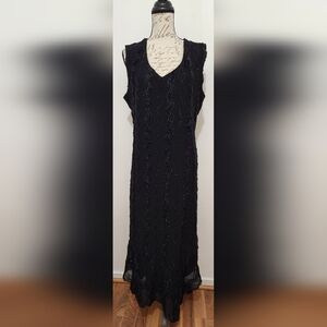 Vintage Y2K/90s Fashion Bug Black Sequin Embellished Dress. Size 22.
